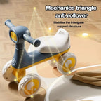 Cute 4 Wheels Baby Balance Bike with Music & Light Cartoon Mini Walker Balancing Sturdy Anti-slip Kids Scooter For 1-3 Years Old