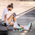 size 32 -41 Leather Double Row Roller Skates Inline Skate Shoes 4 Wheels Sneakers Women Men Adults Outdoor Sports Ice Skating