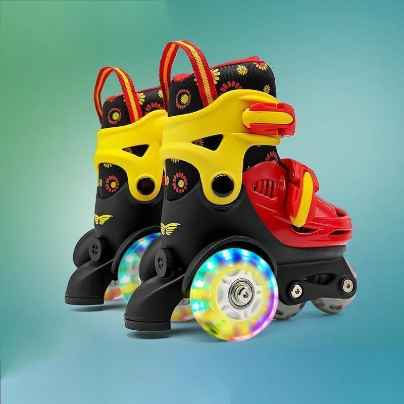 Children Skates High Elastic PU Double-row Roller Skates For Age 2-8 Kids Skating Shoes Adjustable Size