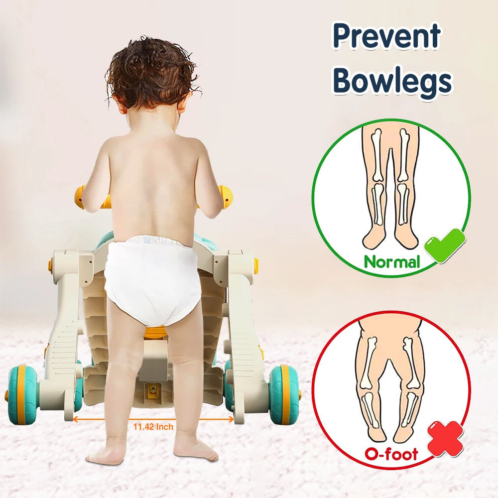 Versatile 5-in-1 Design Baby Walker Portable Toddler Trolley with Toys  6-12 Months Sit-to-Stand Learning Walker
