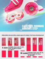 Flash Double Row Roller Skates Shoes Children's Speed Ice Skates Beginner 4-wheel Roller Skates Adjustable Size Rollers for Kids