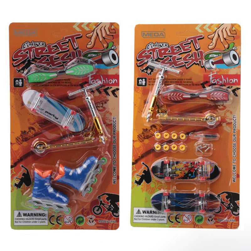 Plastic Fingerboard Toys with Scooter Roller Skating Shoes Tools Wooden Skateboard Platform Finger Skteboard Kits for Kids
