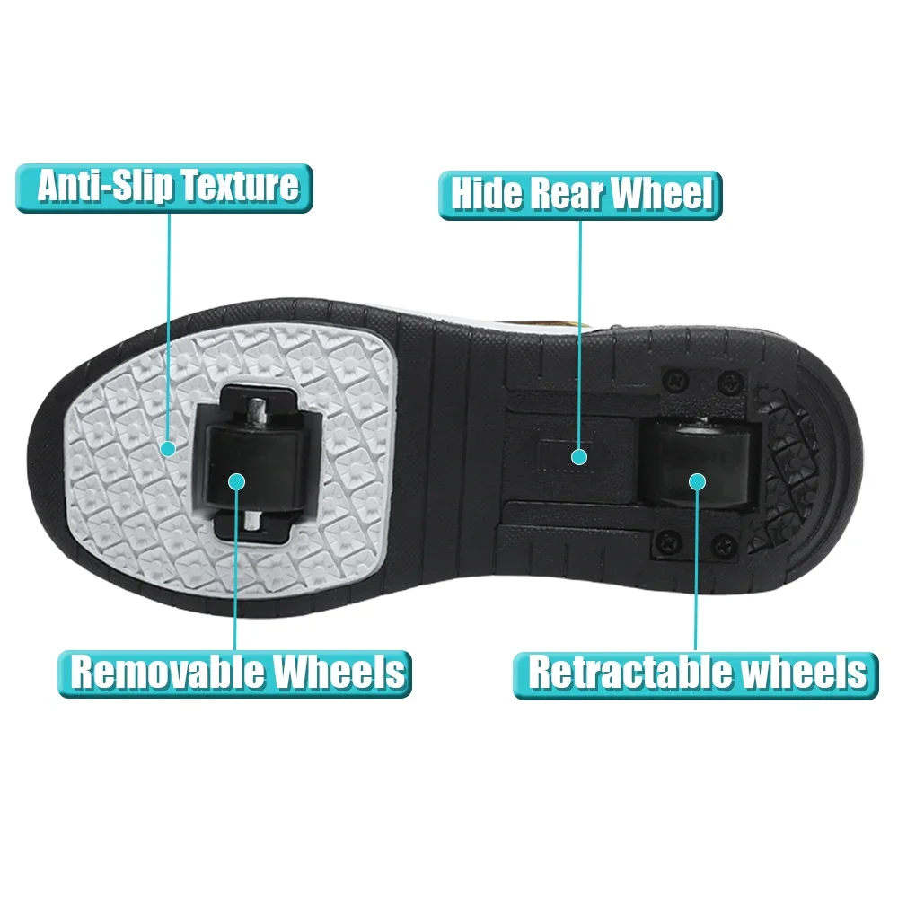 New Children'S Parkour Roller Skate Usb Charging Deformation Shoes Kids Adults Unisex Walking Running Casual Sneakers Gift