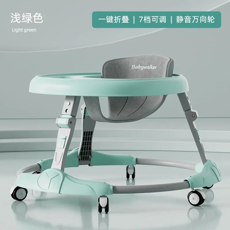 Baby Walker 7-speed Adjustable Music Multi-function Anti-O-leg Anti-rollover Folding Baby Walker for 6-18 Months