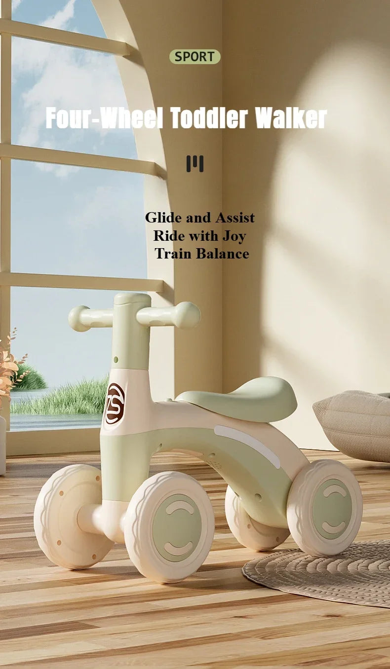 Riding Toy Balance Bike Silent Glider Learning Walker Children's Training Riding Belt Safety Wheel Indoor Outdoor Birthday Gift