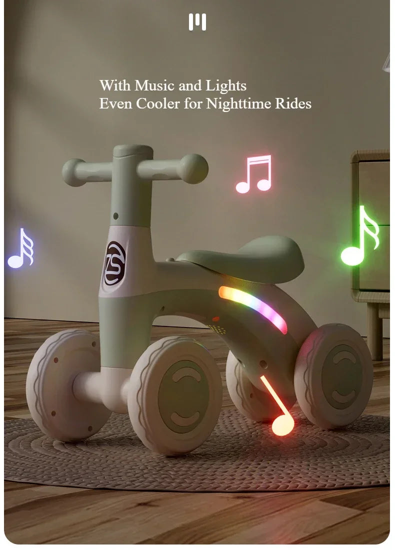 Riding Toy Balance Bike Silent Glider Learning Walker Children's Training Riding Belt Safety Wheel Indoor Outdoor Birthday Gift