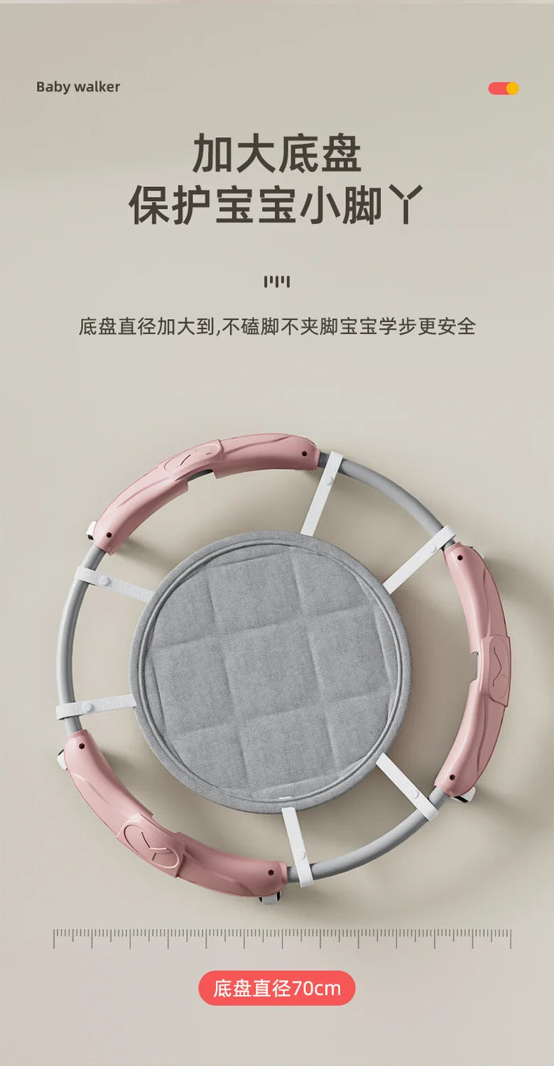 Baby Walker 7-speed Adjustable Music Multi-function Anti-O-leg Anti-rollover Folding Baby Walker for 6-18 Months