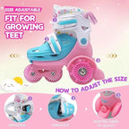 Flash Double Row Roller Skates Shoes Children's Speed Ice Skates Beginner 4-wheel Roller Skates Adjustable Size Rollers for Kids