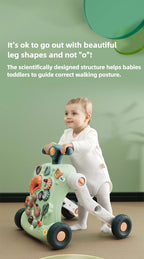 Multifunctional Baby Stroller & Walker - Foldable Portable Hand-Slide Learning Toy with Anti-Tip Design with Music & LED Lights