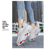 Detachable Wheel Roller Skate Shoes Children's Speed Roller Skates Boys' Sports Racing Sneaker with 2 Wheels Ice Skating Shoes