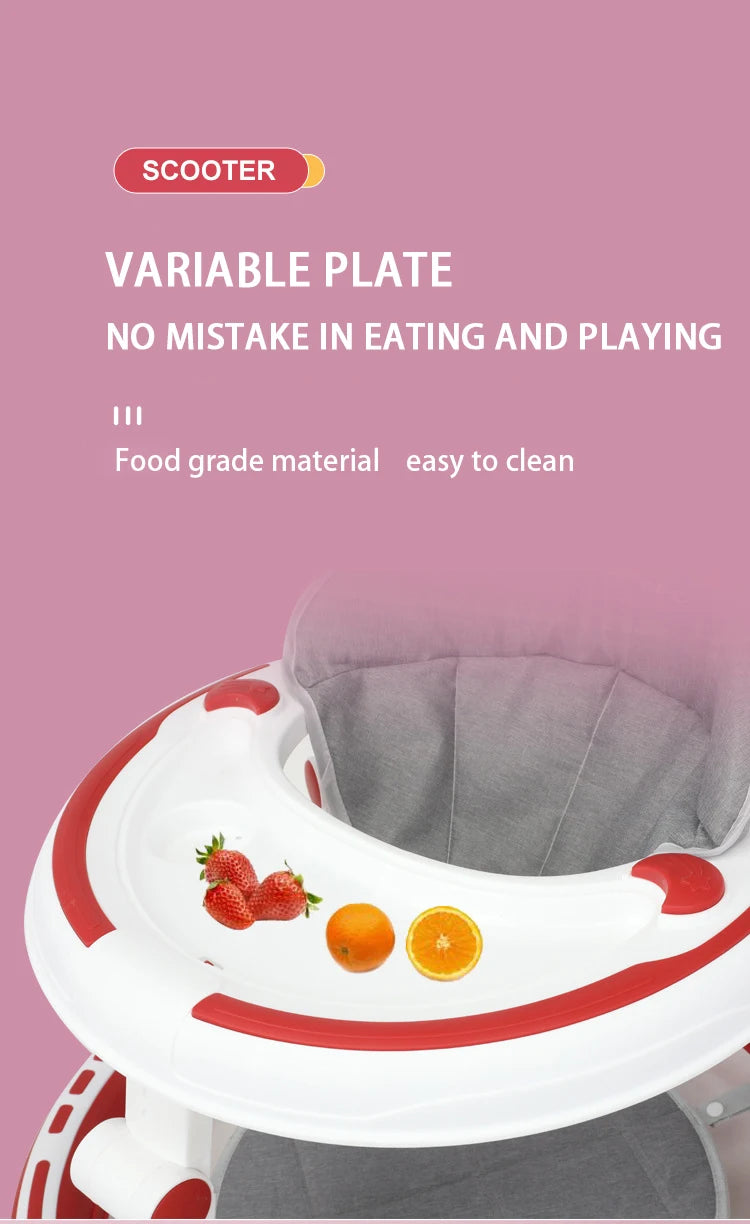 Foldable and adjustable baby multi-function walker Newborn learning cart with music with wheels and seats