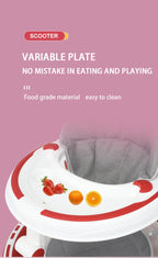 Foldable and adjustable baby multi-function walker Newborn learning cart with music with wheels and seats