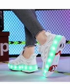 Detachable Wheel Roller Skate Shoes Children's Speed Roller Skates Boys' Sports Racing Sneaker with 2 Wheels Ice Skating Shoes