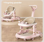 New 4-in-1 Multifunctional Baby Walker Anti-Bow Legs Anti-Tip Design 360° Swivel Silent Wheels Suitable 6-18 Months Solid Color