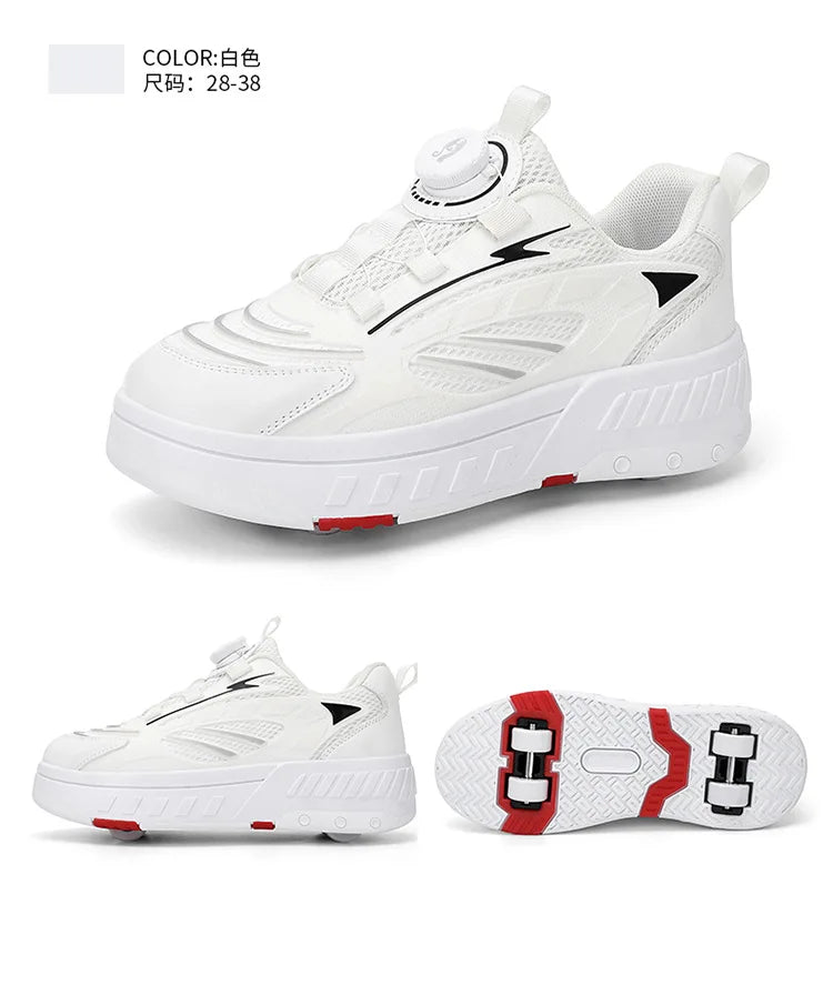 Detachable Wheel Roller Skate Shoes Children's Speed Roller Skates Boys' Sports Racing Sneaker with 2 Wheels Ice Skating Shoes