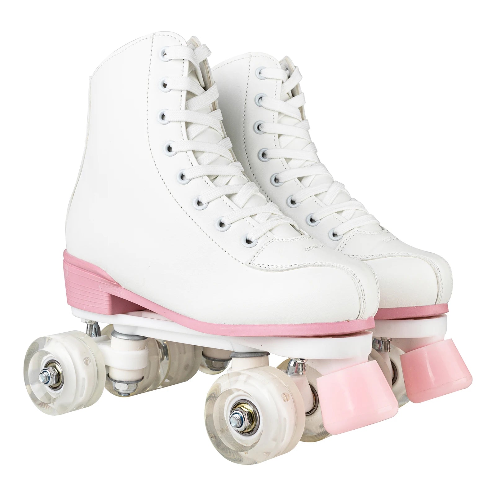 size 32-40 White Roller Skates for Women PU Leather Sneakers Flash Wheels Shoes for Beginners Teens for Woman Girls Boys Adult
