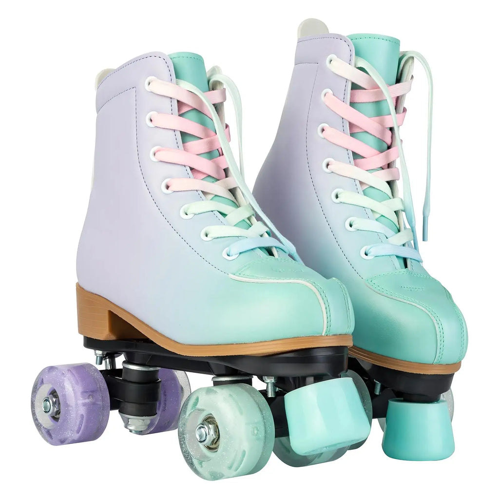 size 32 -41 Leather Double Row Roller Skates Inline Skate Shoes 4 Wheels Sneakers Women Men Adults Outdoor Sports Ice Skating