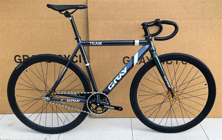 Fixed Gear Bike GRAY TEAM Fixie Bicycle Aluminum Alloy Material Frame With 40mm Rim Height Wheels