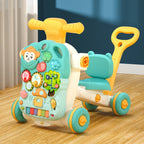 Versatile 5-in-1 Design Baby Walker Portable Toddler Trolley with Toys  6-12 Months Sit-to-Stand Learning Walker