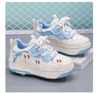 4 Wheels Roller Skate Shoes for Boys Girls Sneakers with Detachable Wheels Sport Shoe for Kids Removable Pulley Skate Skating