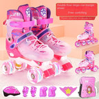 the Skating Shoes Children Beginners Baby Double Row Four-Wheel Boys Girls Roller Kids Skates
