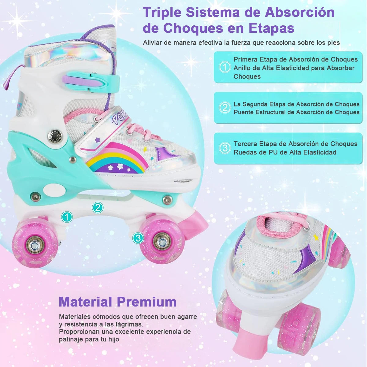 Boys Girls Kids Skates Children Roller Skates Skating Shoes PU Flashing 4 Wheels Roller Skates Sliding Adjustable Quad Sneakers