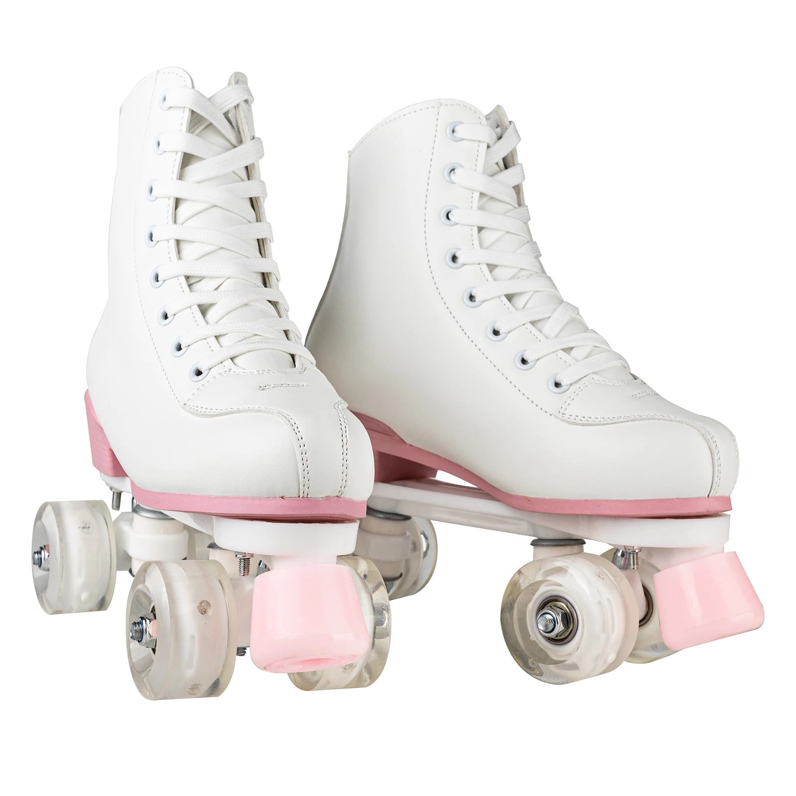size 32-40 White Roller Skates for Women PU Leather Sneakers Flash Wheels Shoes for Beginners Teens for Woman Girls Boys Adult