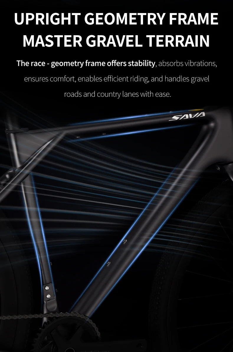 SAVA SF6 Carbon Fiber Gravel Road Bike All Terrain Suitable Off-Road Flat Handlebar Road Bicycle Oil Disc Bicycle Race Bike