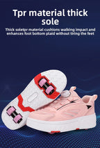 Detachable Wheel Roller Skate Shoes Children's Speed Roller Skates Boys' Sports Racing Sneaker with 2 Wheels Ice Skating Shoes