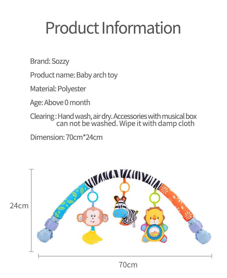 Baby Stroller Arch Mobile Adjustable Musical Cirb Mobile Toys  Versatile Activity Toy Bar for Baby Bouncer Infant Car Seat Toys