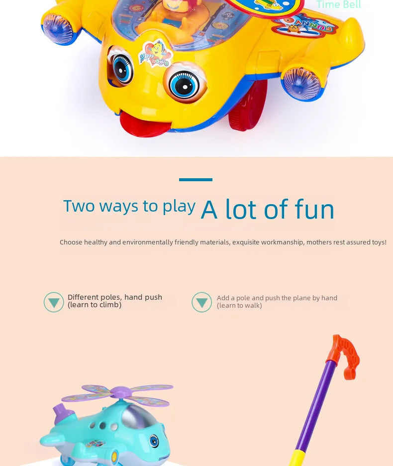 Children's Baby Walker Hand Push Airplane Toy Boys Girls Learning To Walk Infant Step Stool Stall Toy Baby Carrier