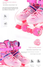 the Skating Shoes Children Beginners Baby Double Row Four-Wheel Boys Girls Roller Kids Skates