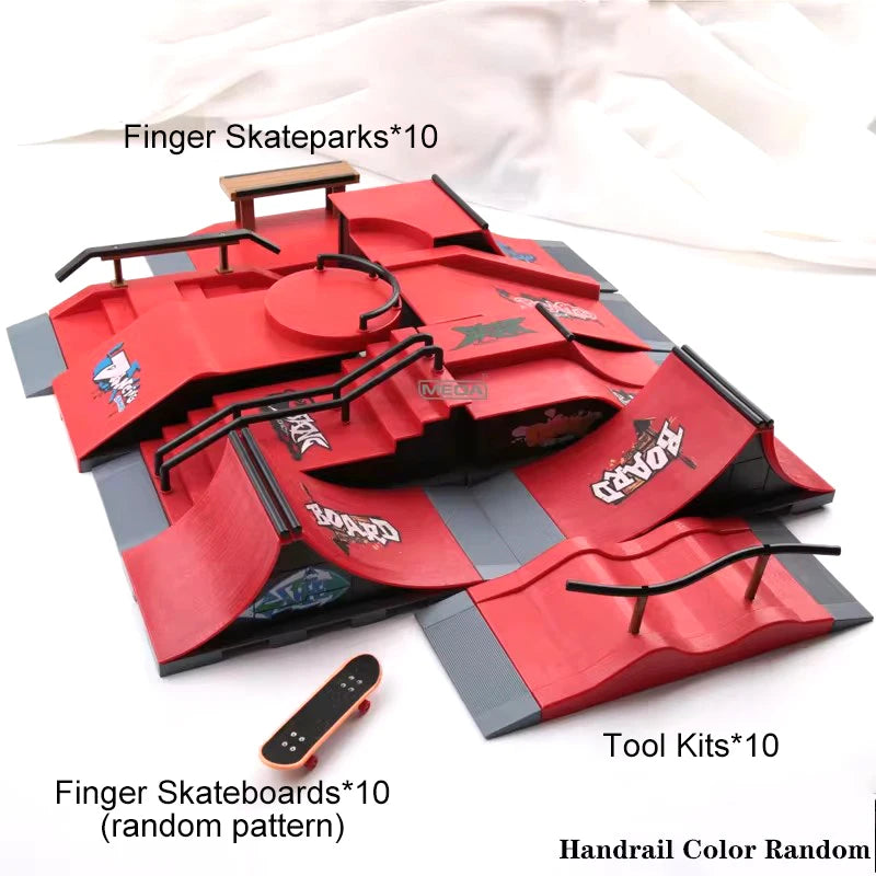 DIY Finger Skatepark 6-in-1 Set Professional Tech Practice Deck Platform Stunt Finger Skateboard Assemble Ramp Park Kits Toys