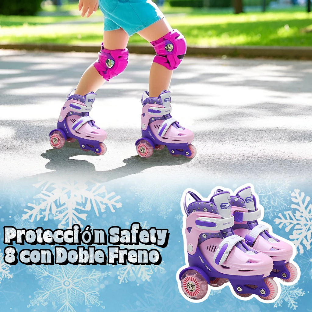 Kids Roller Skates Beginners Three-Point Roller Skates with Light up Wheels Adjustable Safety Assist Roller Skating Shoes