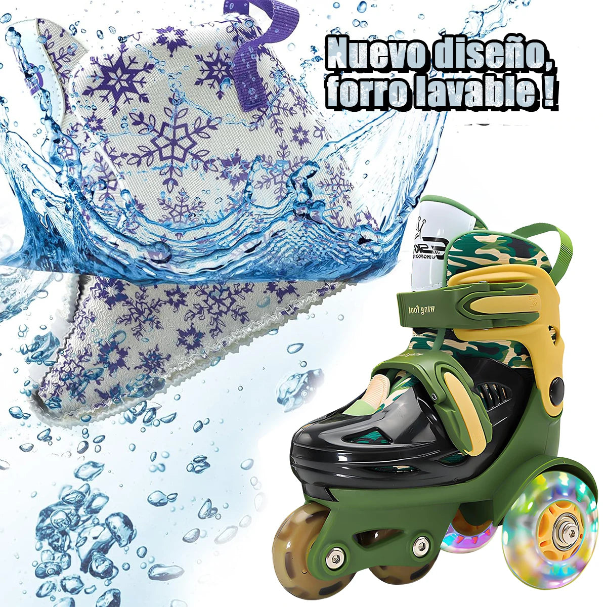 Kids Roller Skates Beginners Three-Point Roller Skates with Light up Wheels Adjustable Safety Assist Roller Skating Shoes