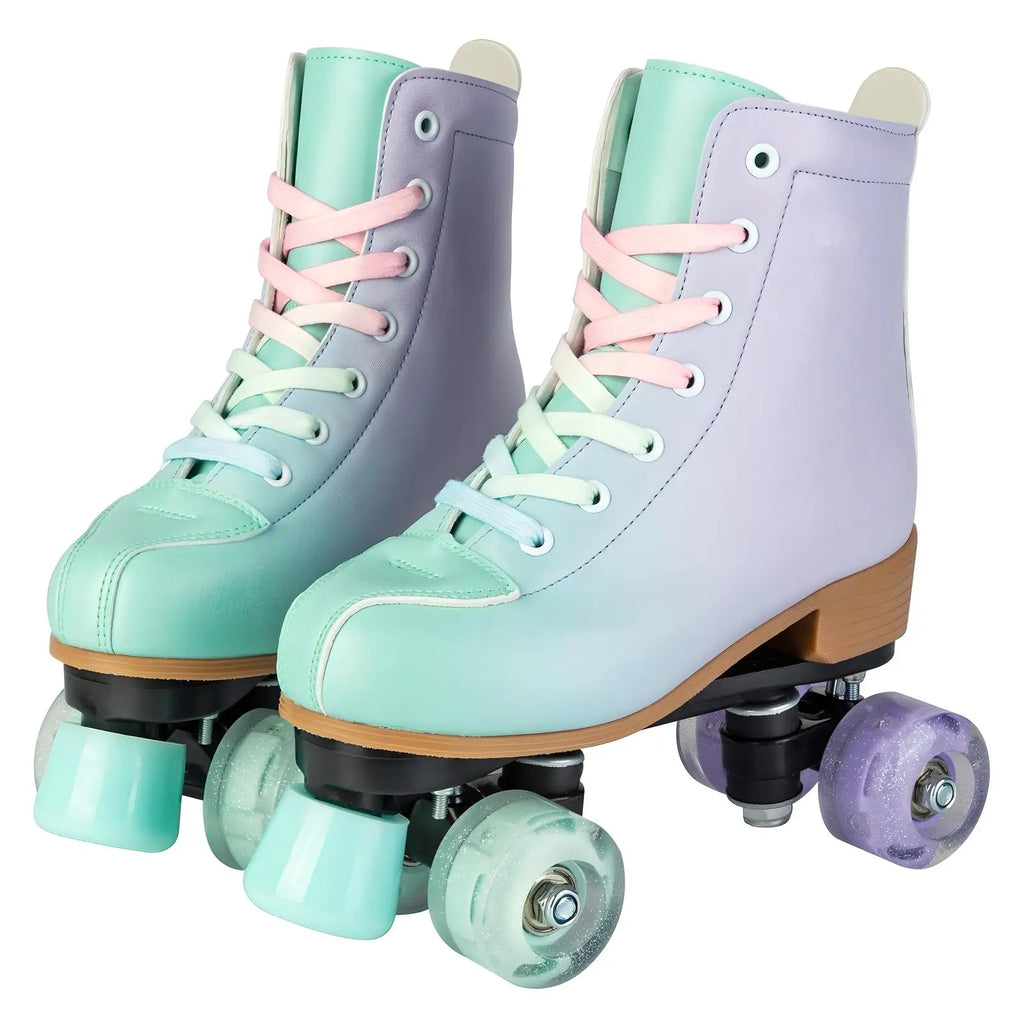 size 32 -41 Leather Double Row Roller Skates Inline Skate Shoes 4 Wheels Sneakers Women Men Adults Outdoor Sports Ice Skating