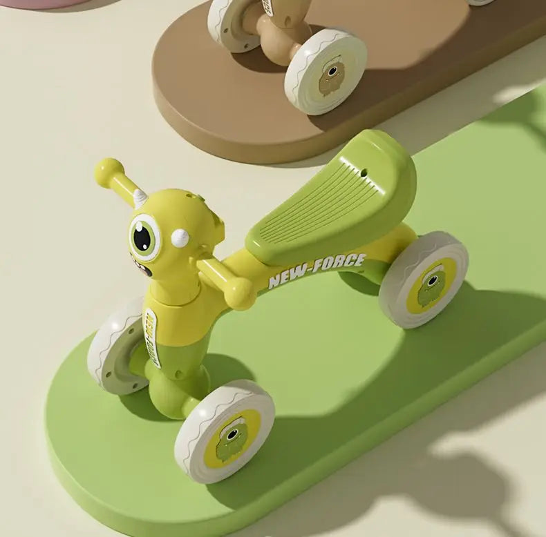 Baby Cartoon Glider Bike Toddler Balance Training 4 Wheels Scooter Outdoor Ride on Toys Baby Walker Gifts for Children Aged 1-3