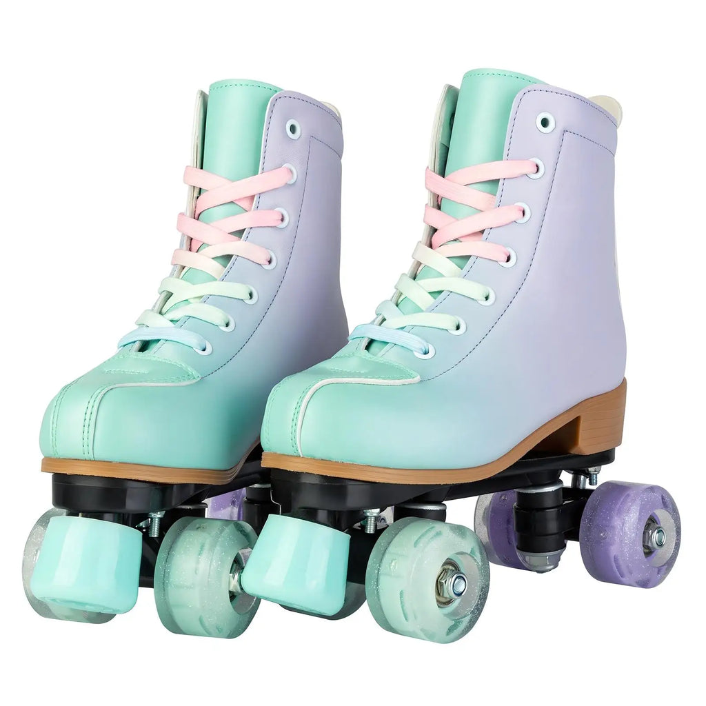 size 32 -41 Leather Double Row Roller Skates Inline Skate Shoes 4 Wheels Sneakers Women Men Adults Outdoor Sports Ice Skating