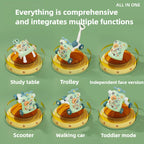 Multifunctional Baby Stroller & Walker - Foldable Portable Hand-Slide Learning Toy with Anti-Tip Design with Music & LED Lights