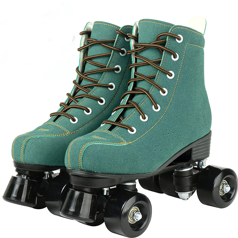 Pink Purple Blue Women Double Row Roller Skates Leather Breathable 4 wheel Sliding Skating Rollers sneakers size 31 32 33 34 35