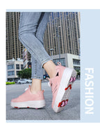 Detachable Wheel Roller Skate Shoes Children's Speed Roller Skates Boys' Sports Racing Sneaker with 2 Wheels Ice Skating Shoes