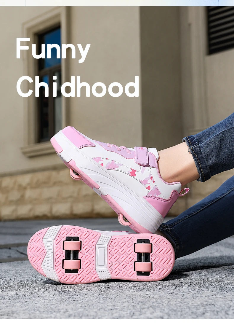 Roller Skate Shoes Kids Snickers With Wheels Children Rollerskates Fashion Outdoor Sports Shoes Girls Boys Gifts For Kids