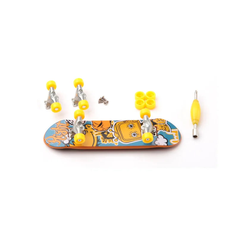 12 Styles Pattern Box Packag Beginner Mini Finger Skateboards DIY Kits Frosted Surface Alloy Finger Skateboard Indoor Home Toys