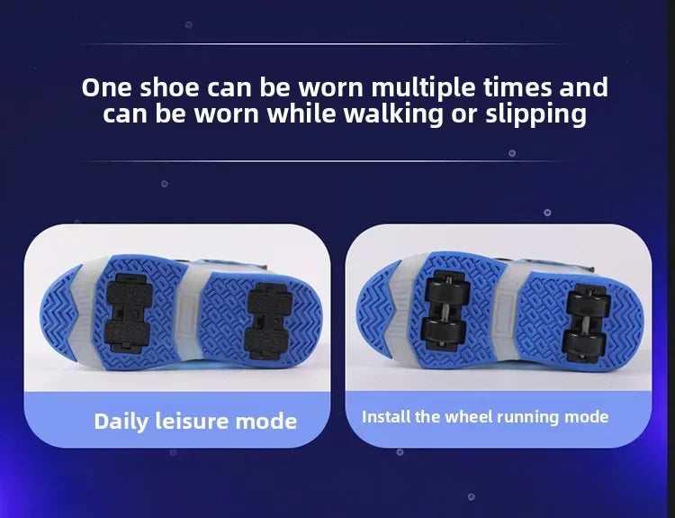 Roller Sneakers Kid Sport Gym Footwear Roller Skates 4 Wheels USB Charge Illuminated Shoes Boys Girls Casual Skateboard Shoes