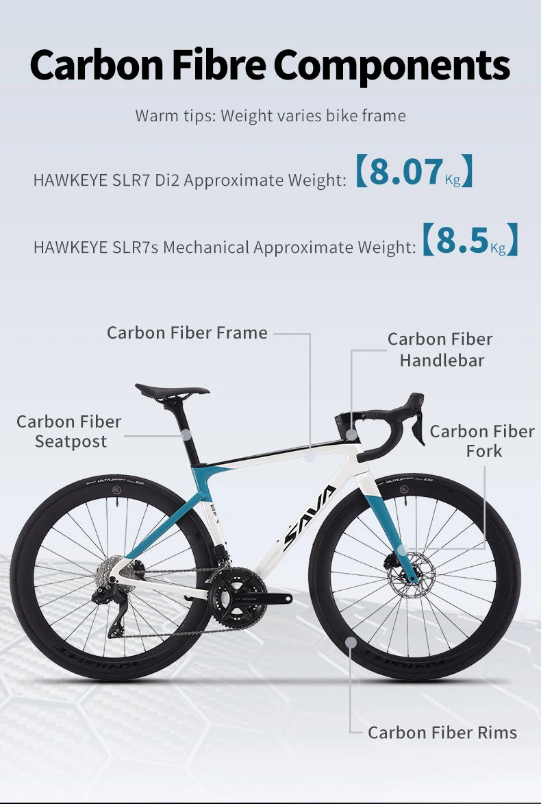 SAVA HAWKEYE Carbon Road Bike with SHIMAN0 105 7120 Kit T800 Carbon Road Bike Race Bike Aluminum Wheels