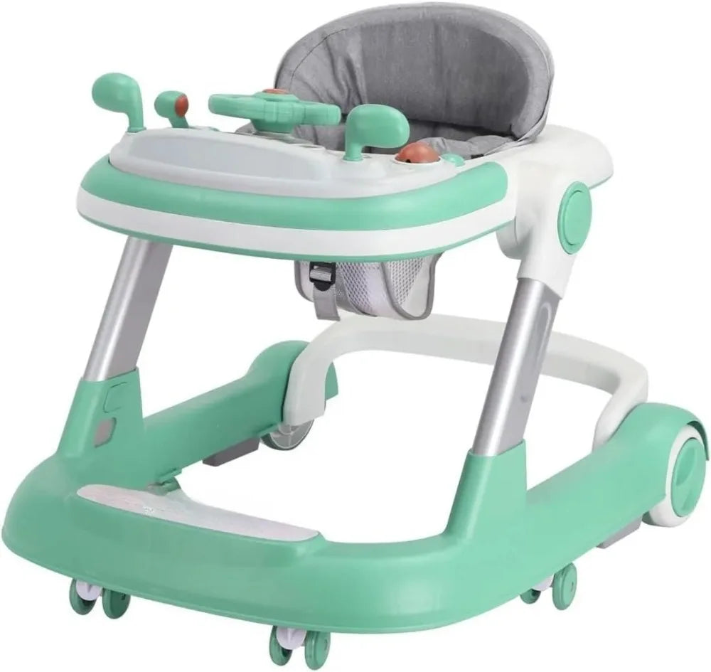 3 in 1 Foldable Baby Walker Anti Tip Toddler Push Walker with Removable Feeding Tray No Battery Anti O Leg
