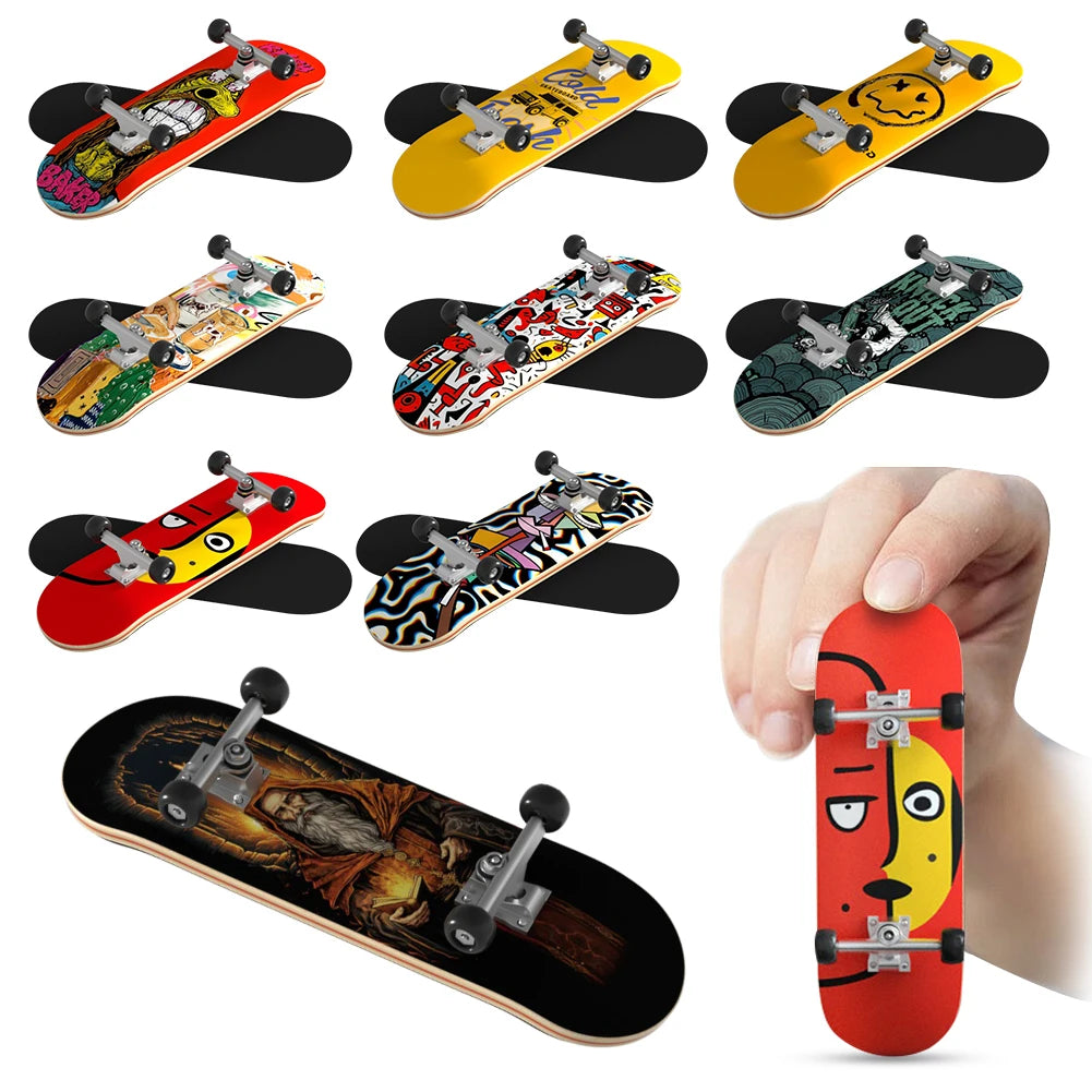 Professional Mini Wooden Skateboard Fingerboard Set Finger Scooter Finger Skate Board Maple Wood Kid Tabletop Toys for Boys
