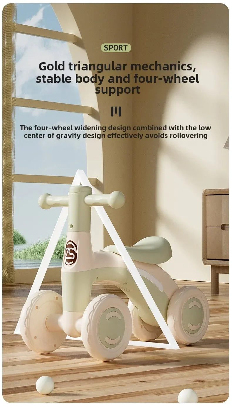 Riding Toy Balance Bike Silent Glider Learning Walker Children's Training Riding Belt Safety Wheel Indoor Outdoor Birthday Gift