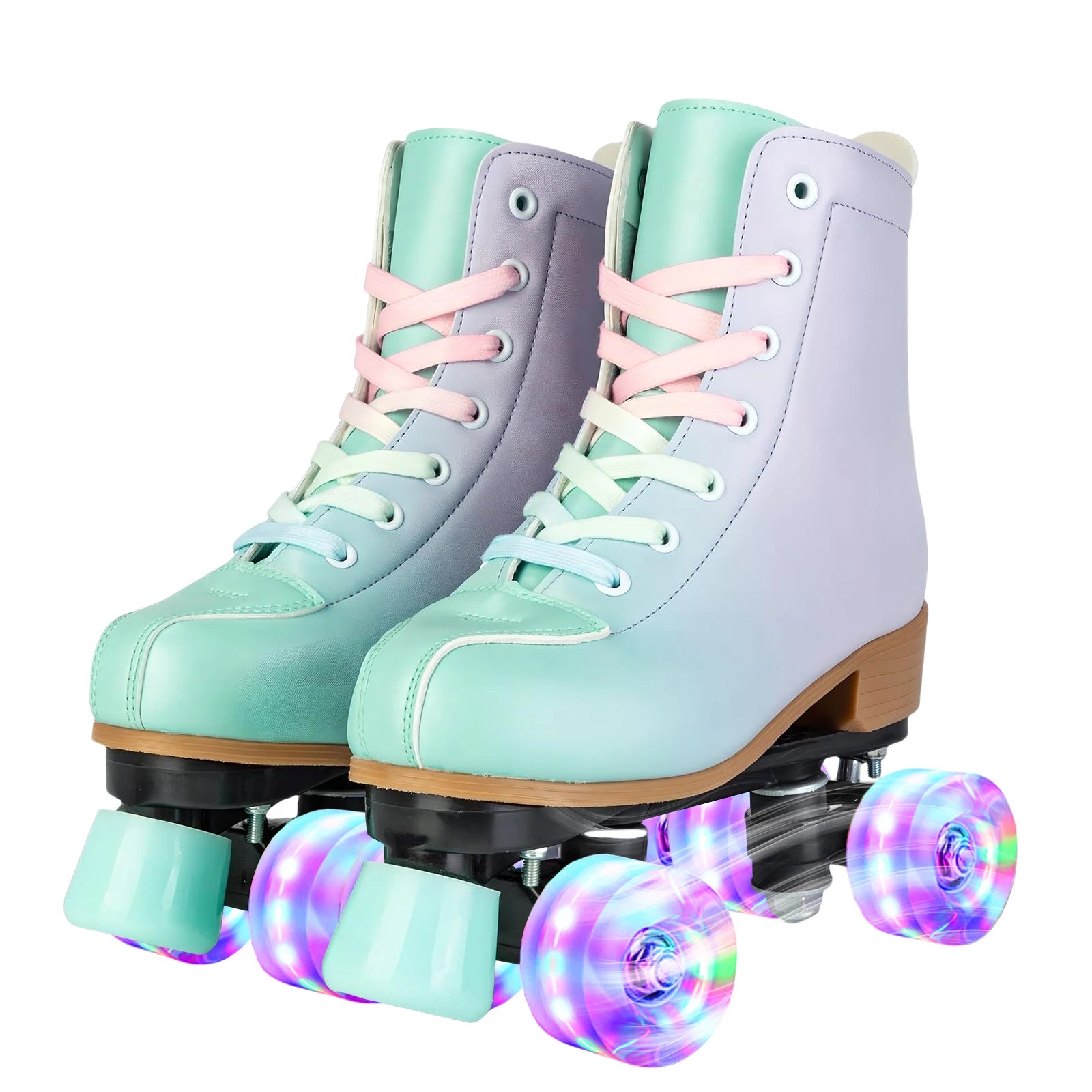 size 32 -41 Leather Double Row Roller Skates Inline Skate Shoes 4 Wheels Sneakers Women Men Adults Outdoor Sports Ice Skating