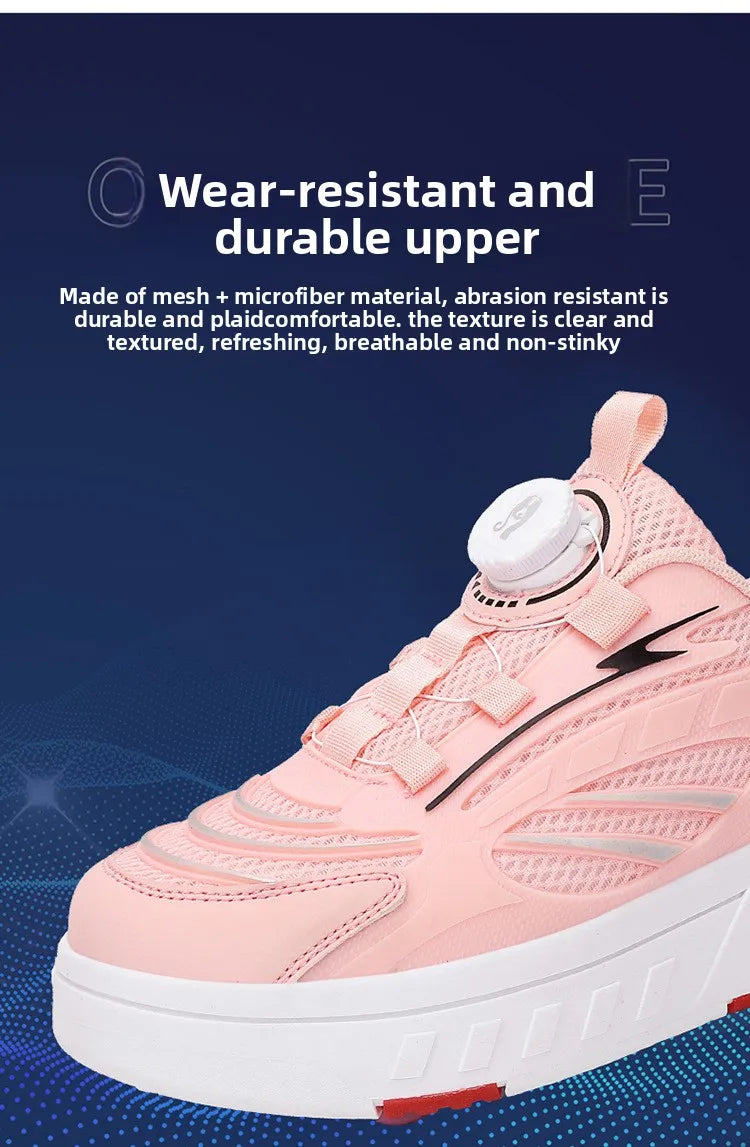 Detachable Wheel Roller Skate Shoes Children's Speed Roller Skates Boys' Sports Racing Sneaker with 2 Wheels Ice Skating Shoes